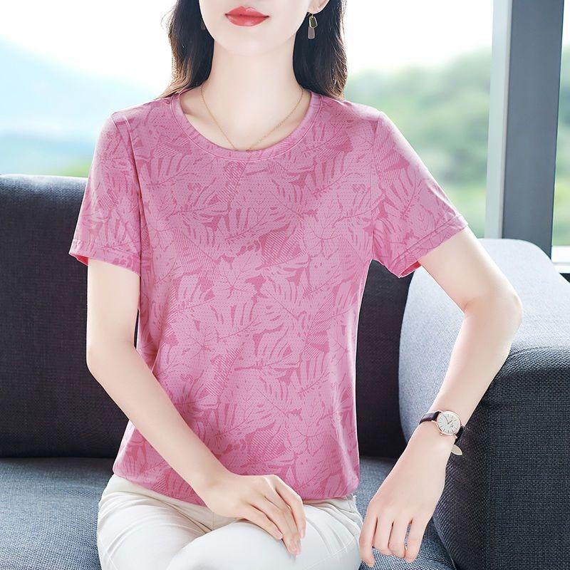 Round Neck Short-sleeved T-shirt Women's Summer Fashion Ladies Top Plus Size