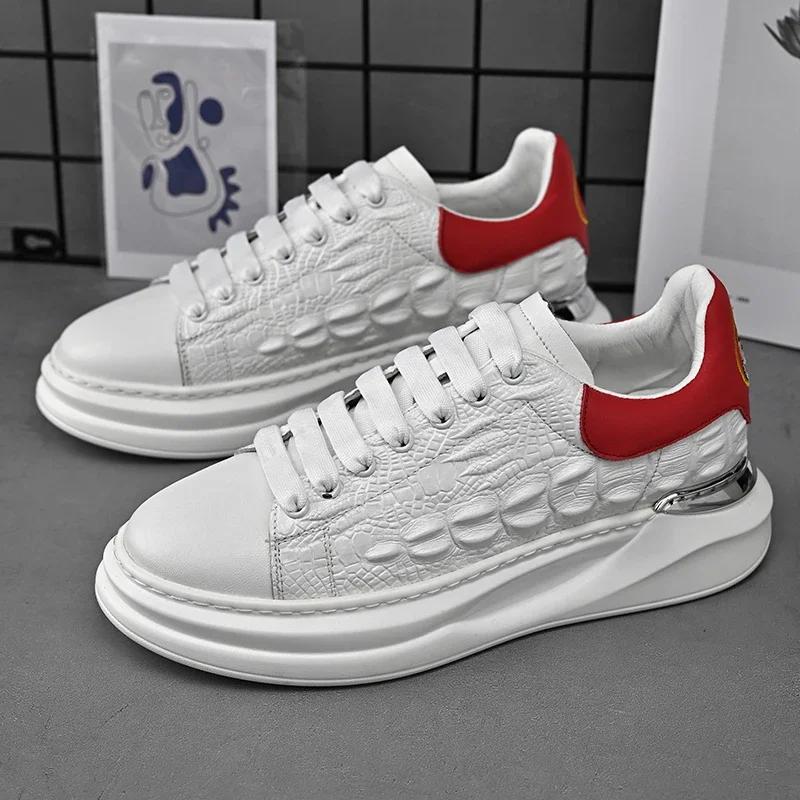 Mode im koreanischen Stil Leichte Schuhe mit dicker Sohle Weiß Individualität Frühling Unisex Modeschuhe Freizeitschuhe Fußkomfort Herren