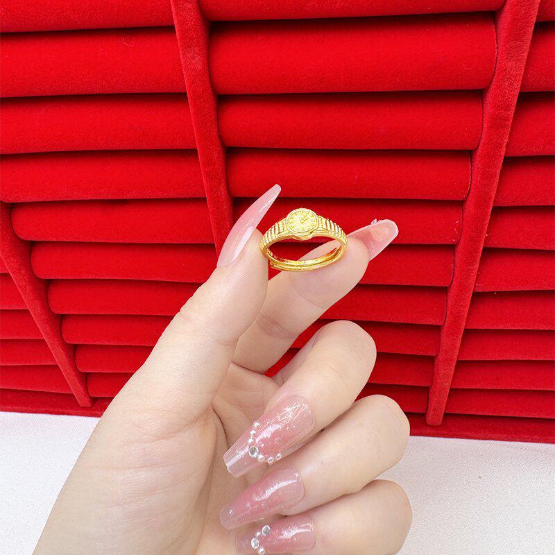 Exquisite Sand Gold Open Ring for Women: High-End Niche Design, Light Luxury Style, Long-Lasting Color, Imitation Gold.