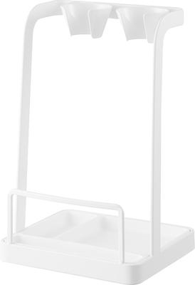 Yamazaki Jitsugyo Poklice na hrnce a stojan na tyčový mixér s podnosem Bílá Š14 x H12,5 x V23,3 cm Věž stojan na víko hrnce Kuchyňské spotřebiče Skladování 1614