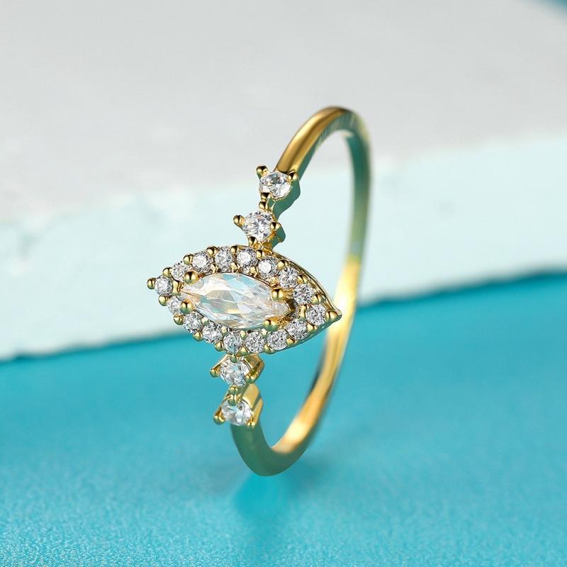 Wish popular gold white diamond horse eye simple versatile retro index finger ring fashion jewelry no. 6