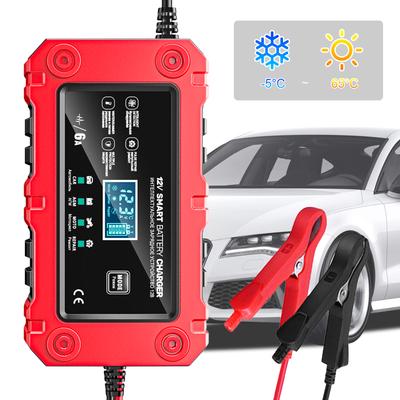 6A 12V Car Battery Charger Battery Maintainer Trickle Charger for Auto Motorcycle Lead-Acid AGM GEL Batteries