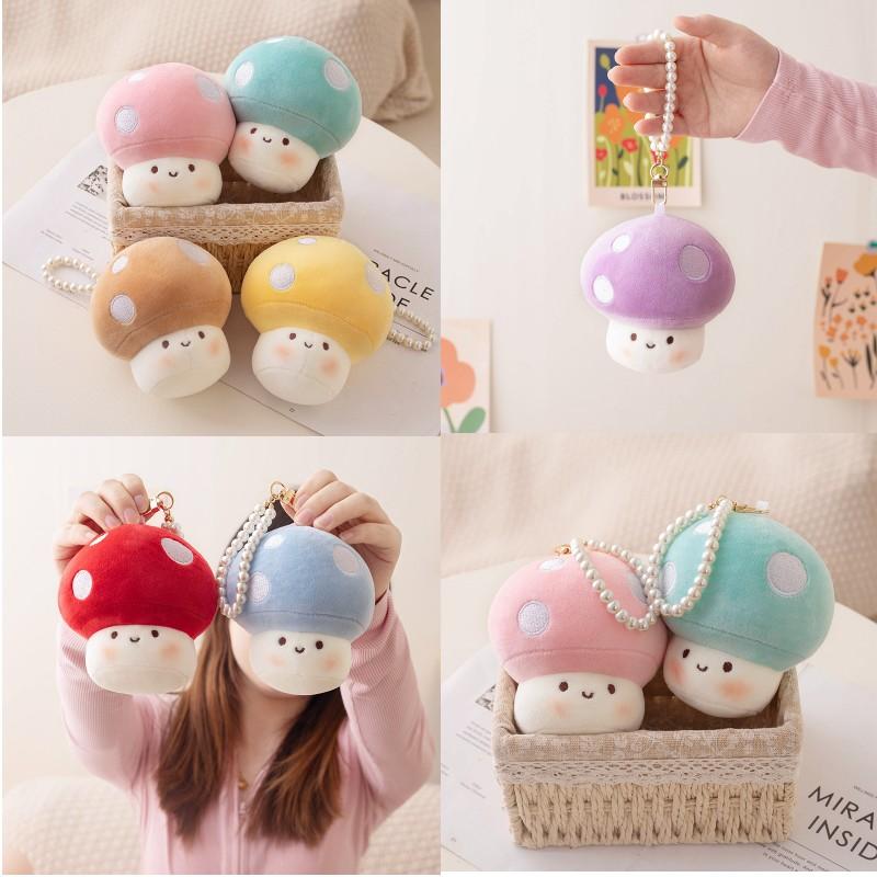 Shiitake Mushroom Plush Toys Cute Simulation Food Stuffed Dolls Keychain Pendant
