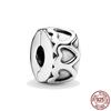 Clip 925 Sterling Silver CZ Zircon Love Heart Star Line Clip Charm Beads Stopper Fit Fashion Style Bracelet Silver 925 Jewelr