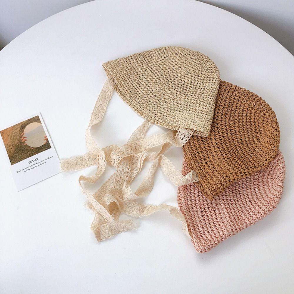 Fashion Sun Protection Princess Straw Cap Beach Hat Lace Baby Hat Panama Cap