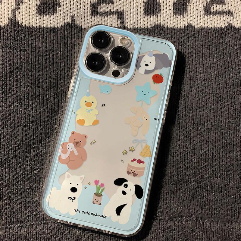 Blue Edge Animal Cake for Apple 15ProMax Mobile Phone Case 15 16 Creative 16pro Cute 11 Soft Case XS