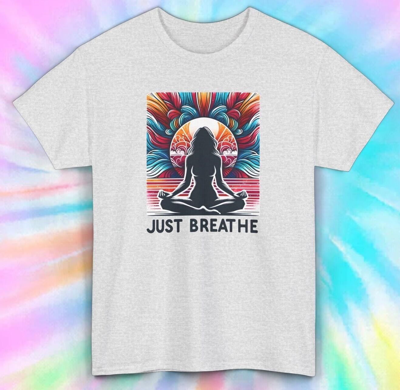 Just Breathe Shirt | Yoga Meditation Sunset Graphic Tee S-5XL S