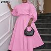 VONDA 2PCS Women Long Sleeve Blouse and Skirts Casual Elegant Two Piece Sets