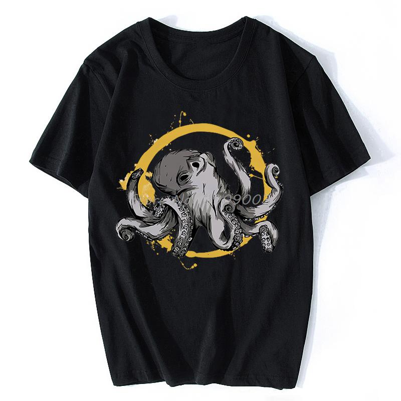 Deep Sea Octopus Funny Vintage TShirt Casual Cotton Tshirt Oversized Unisex Tops Unisexs Clothes Fitness T Shirt