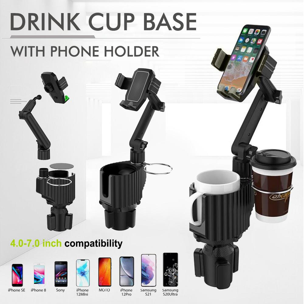 Car Cup Holder Drinking Bottle Holder Mobile Phone Stand Organizer Cellphone Mount for Auto Car Interior Accessories