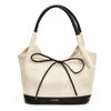 Niche Vintage Black and White Patchwork Canvas Tote Large Capacity Multifunctional Commuter Tote