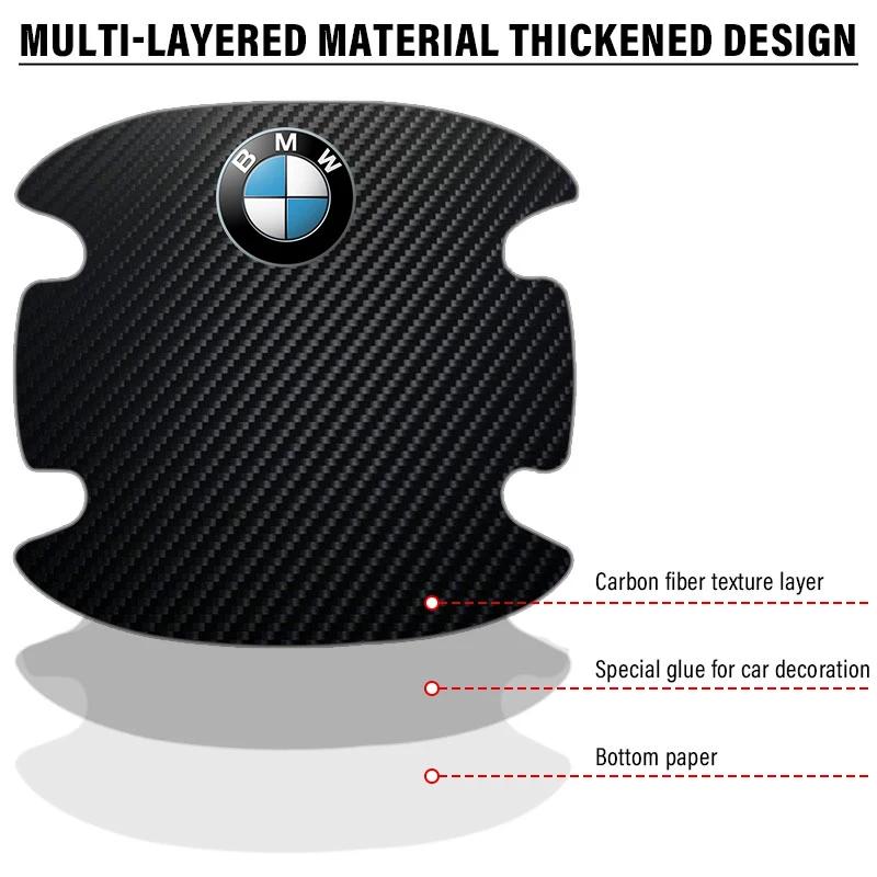 4 Stück Kohlefaser Auto Türgriff Schutzaufkleber Emblem Zubehör für BMW 3 4 5 7 Serie GT X1 X3 X4 X5 X6 F15 F16 F18 F10