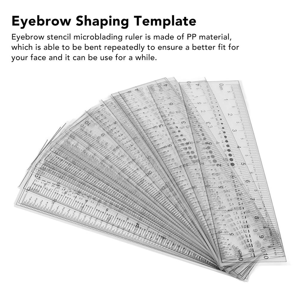 20pcs Eyebrow Template Ruler Measuring Foldable Eyebrow Stencil Microblading Ruler for Home Travel