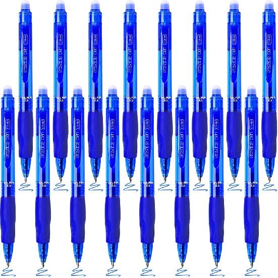 BAYTORY 16Pcs Retractable Erasable Pens with Eraser Clear, 0.5mm Fine Point Gel Ink Pen, Smooth Writing Comfortable to Use for Taking Marking Planner