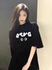 Women's Plus Size Retro Black Cotton Short Sleeve T-shirt - Trendy Loose Fit Half Sleeve Top