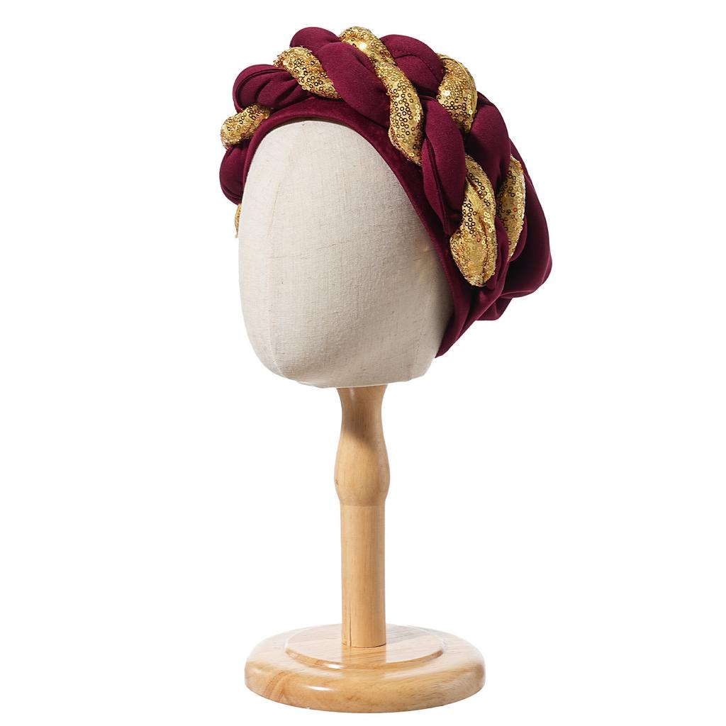 Bonnet for Women Turban Twist Simple Ethnic Headscarf European American Versatile Thick Braids Milk Silk Cross-Wrapped Headgear