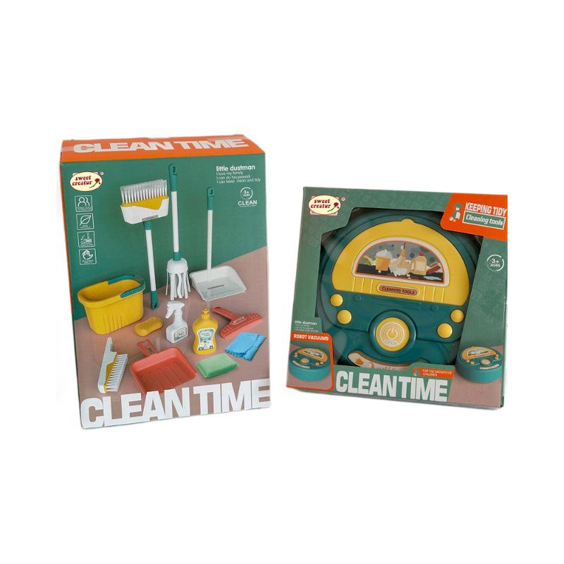 Children's Pretend Play Cleaning Toy Set - Sweeping Robot & Tools