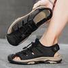 Summer Men's Genuine Leather Sandals Breathable Casual Beach Shoes Lightweight Mesh Roman Slippers Non-Slip Outdoor Design