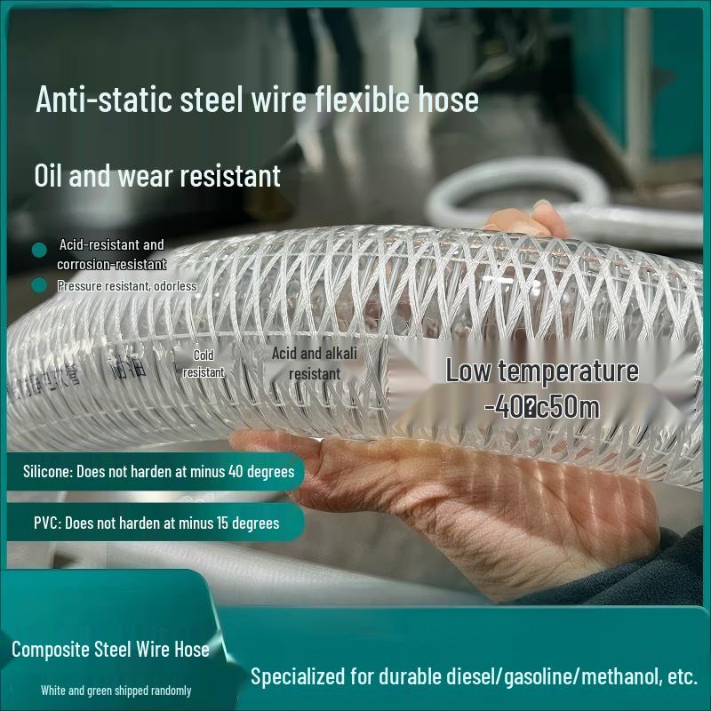 JINLUOTO 50mm Anti-Static PVC Steel Wire Oil Hose