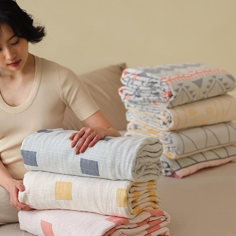 New Three-layer Gauze Towel Quilt, Double Air-conditioned Blanket, Sofa Towel, Four-season Lunch Break Blanket