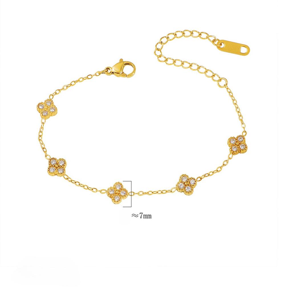 7mm Titanium Steel Mini Light Luxury Exquisite Four-leaf Clover Bracelet Versatile Simple and Fashionable Bracelet