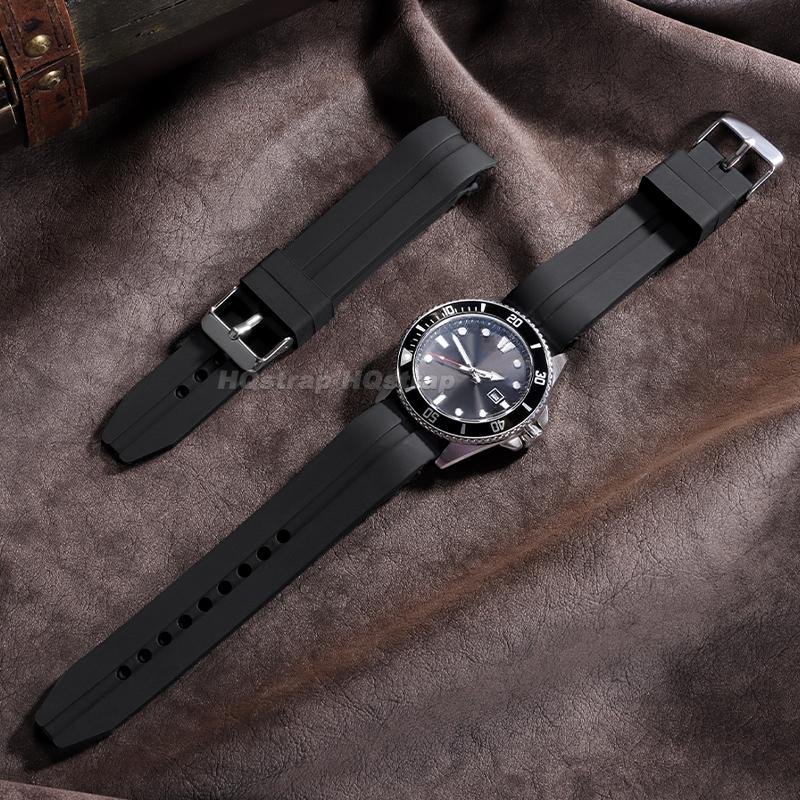 22mm 24mm 26mm Curved End Silicone Watch Strap for Seiko for Water Ghost Soft Rubber Band Diving Waterproof Universal Bracelet