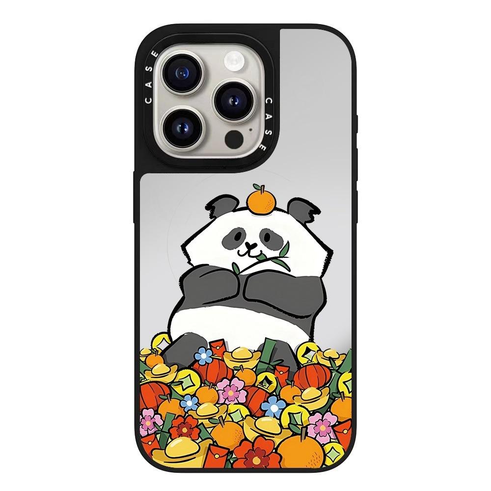 Giant Panda Mirror for 16ProMax Phone Case for IPhone14/15Pro Trendy Brand 13Pro Anti-fall 12