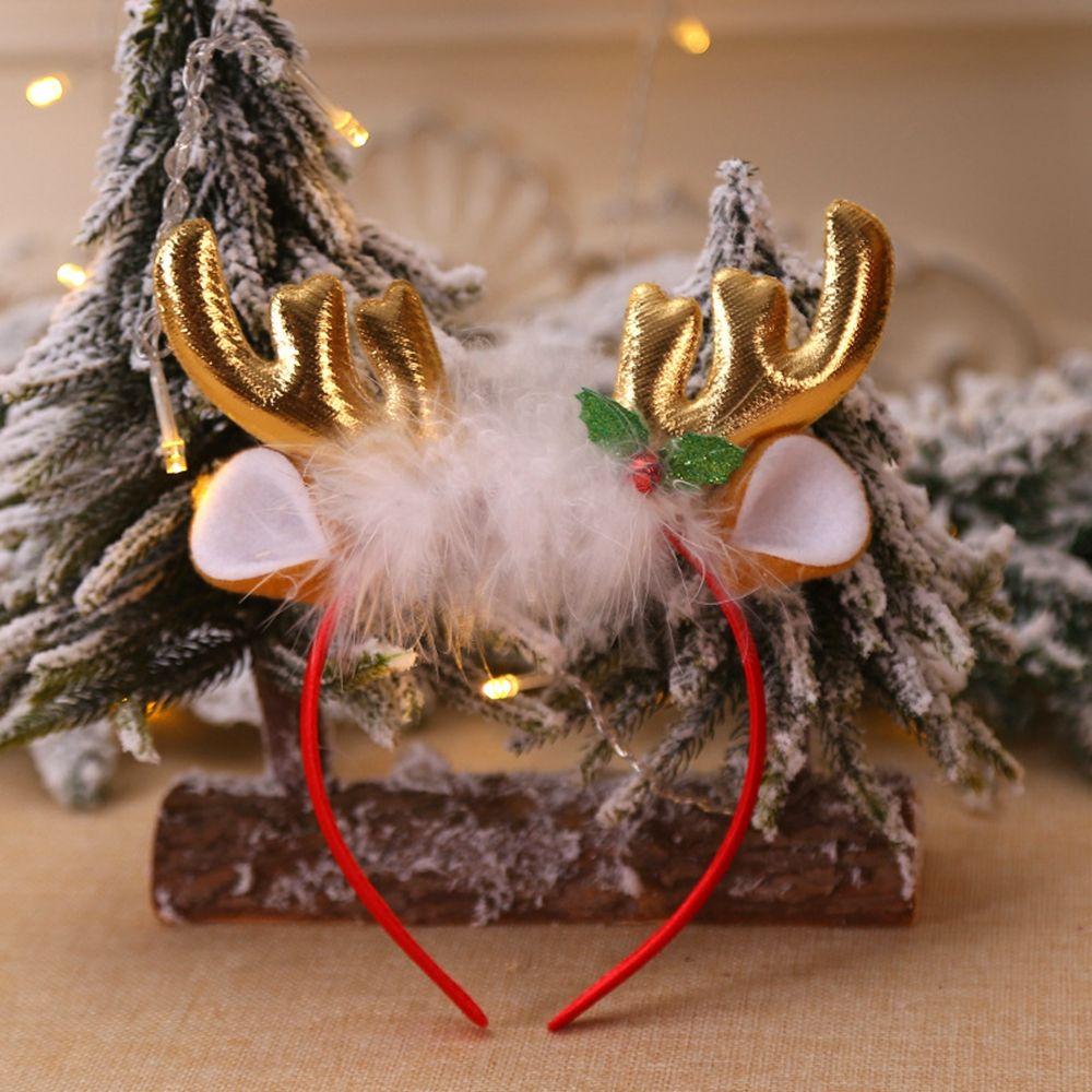 Dress Up Elk Bells Christmas Hair Band Antlers Headband Female Plush Hair Hoop Christmas Decoration