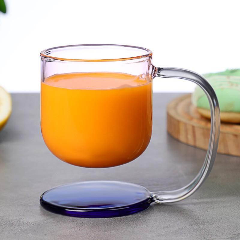 Colored suspended glass with handle Heat-resistant high borosilicate milk cup Office home coffee cup gift
