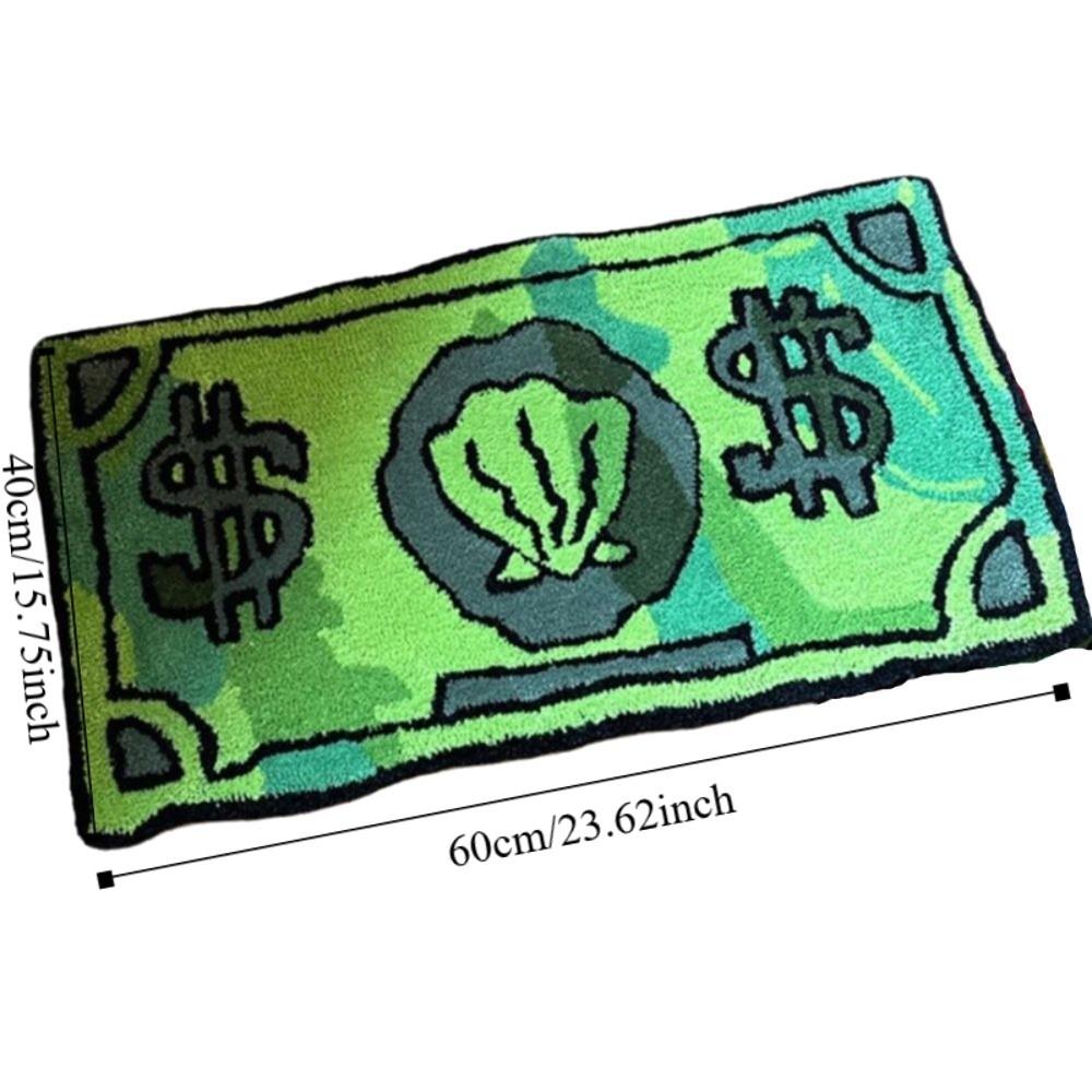 Faux Cashmere Coin Pattern Rug Stain Resistant 40 * 60cm Money Rug Non-Slip Absorbent Carpet Bedroom Living Room Bedside Rug