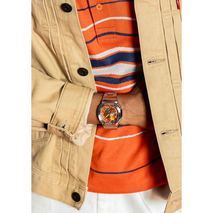 G-SHOCK GM-2110D-4AJF Watch, Silver/Orange