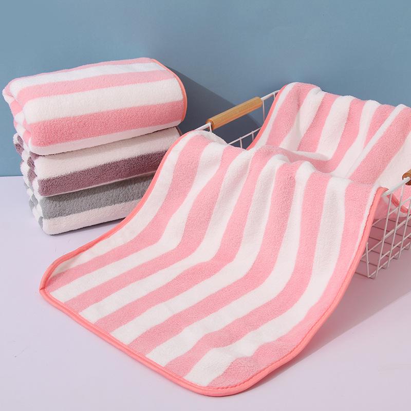 Soft High-Density Coral Fleece Towel - Absorbent, Thick Face & Hair Drying with Fresh 3D Floral Design