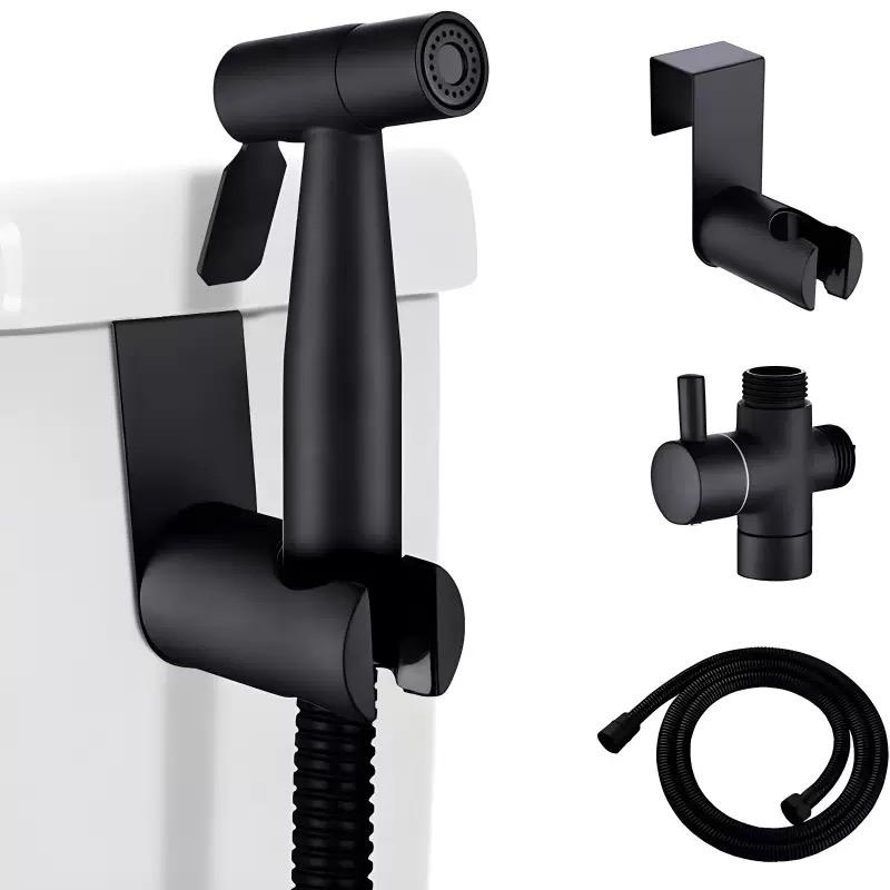 Shattaf Toilet Sprayer Set 304 Stainless Steel Black Boost Pressure Bidet Sprayer