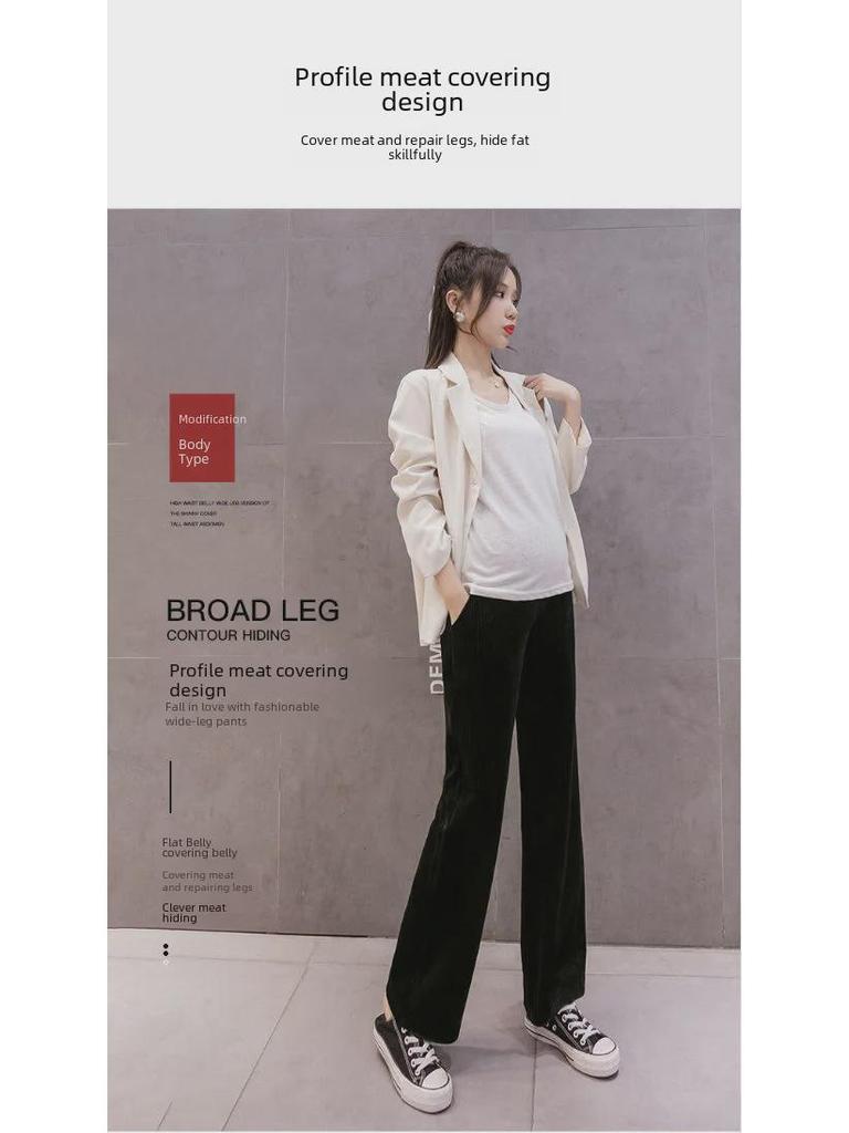 Spring-Fall Maternity Wide-Leg Pants: Lightweight, Loose-Fit, Large-Size Casual Trousers