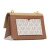 Michael Kors MK Hamilton Monogram Commuter Fashion Design Leather Tote Bag Small Women handbags Vanilla-White Acorn-Brown 35F1GHMS1B-150