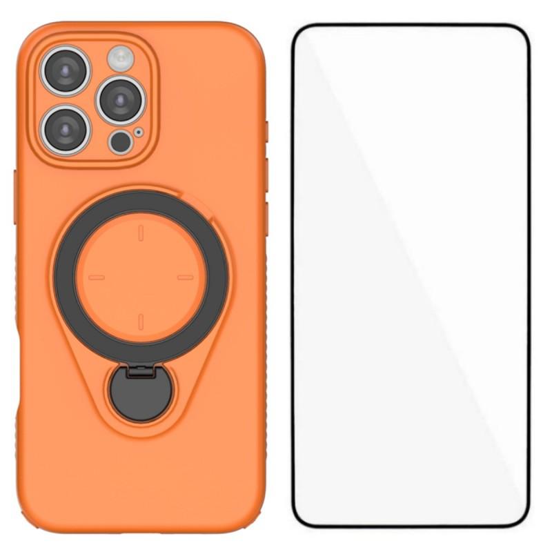 For iPhone 16 Pro Max Case with Tempered Glass WANLONFENG JH Series PC TPU Kickstand Phone Cover