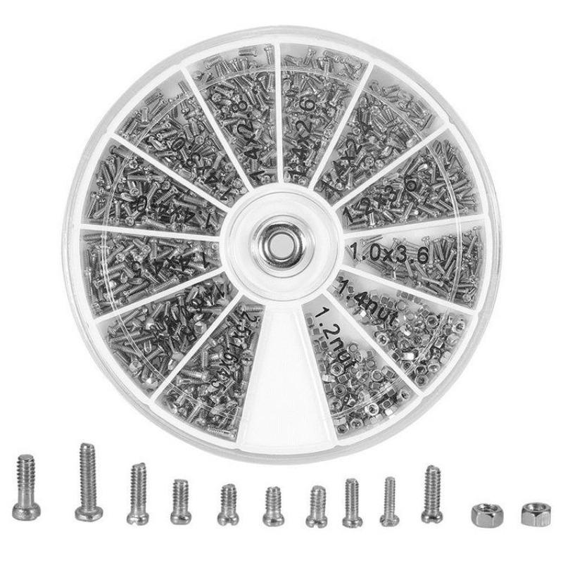 600pcs 12 Kind of Small Screws Nuts Electronics Assortment Kit M1 M1.2 M1.4 M1.6