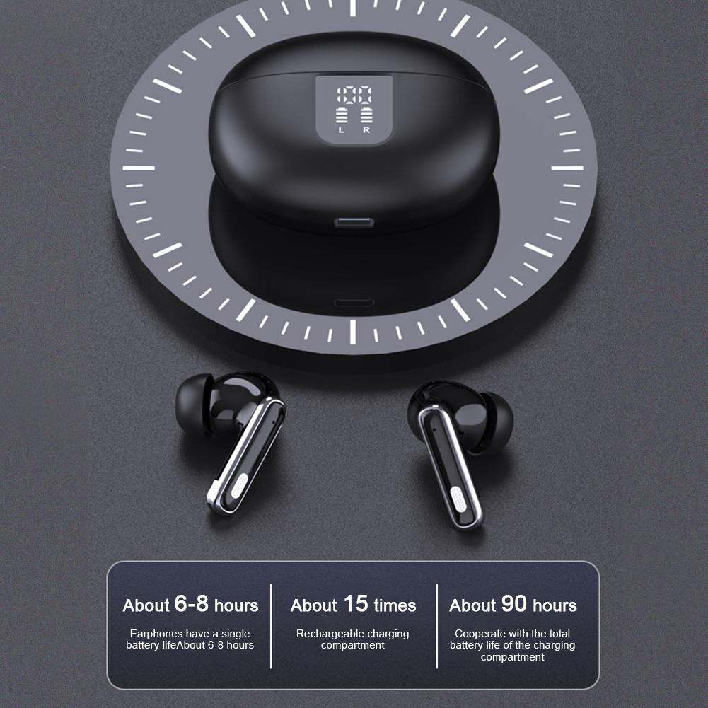 Bluetooth-Compatible 5.4 Headphones Noise Cancelling Digital Display Earbuds Smart Headphones for Running Gym Workout