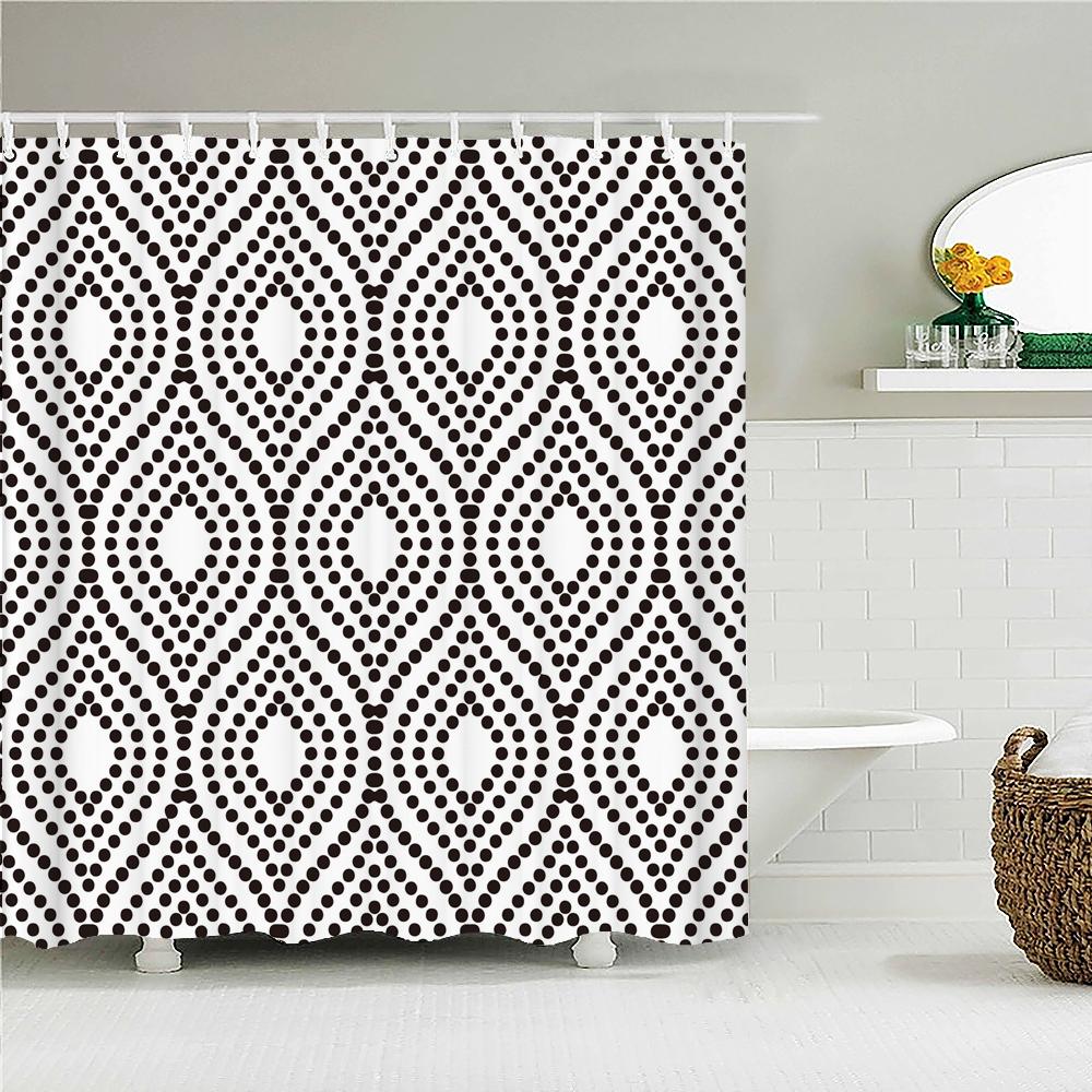 Geometrisches Muster Druck Duschvorhang Badezimmer 3D Wasserdicht Stoff Duschvorhänge Groß 180X200cm Für Badezimmer Vorhang