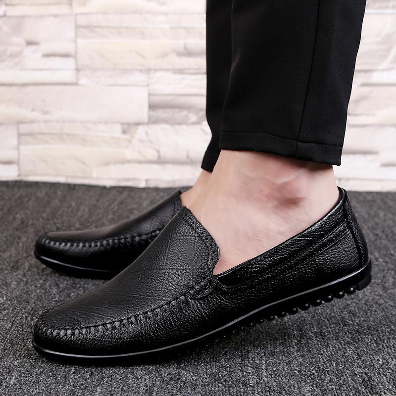Men's shoes 2025 summer new fashion daily out one pedal simple lightweight lazy leather wear-resistant casual shoes