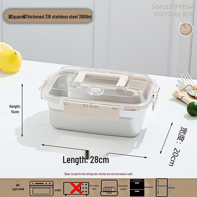 Qin Kai 316 Stainless Steel Food Containers with Handle Lids, 2-Pack