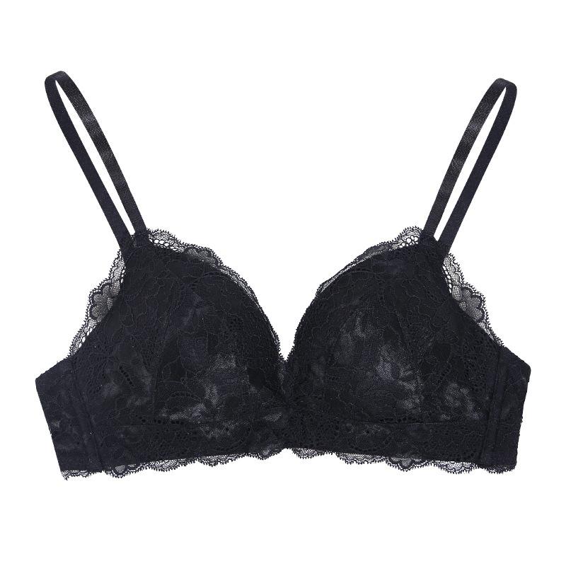 

Модний мереживний бюстгальтер Сексуальний без кісточок Глибоке V Зібраний Для маленьких грудей Регульований бюстгальтер XL чорний