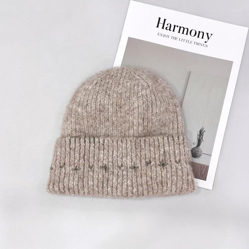 25 Early Autumn New Seam Edge Contrasting Wool Hat Women's New Versatile Cold Hat Knitted Sleeve