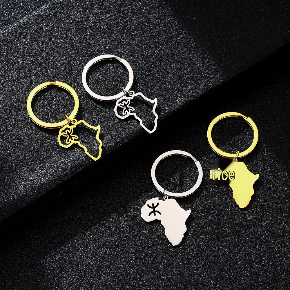 Ethnic Style Cross Pendant Keychain: Unisex Berber-Inspired Titanium Steel Accessory