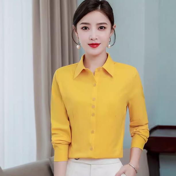 Women's long-sleeved white shirt autumn clothing Korean version of professional clothing formal work clothes large size anti-light temperament