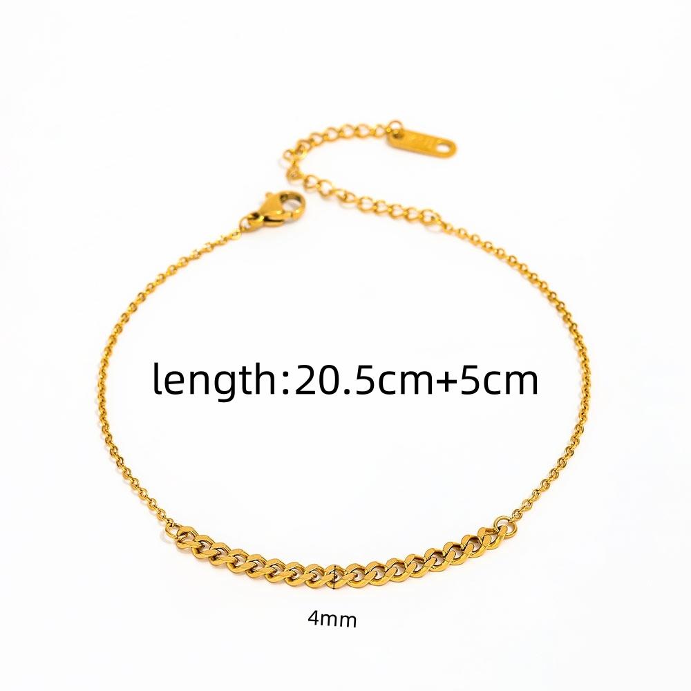 High End 18K PVD Gold Plated Cuban Chain Mixed Stainless Steel Anklet Fashionable Accessory