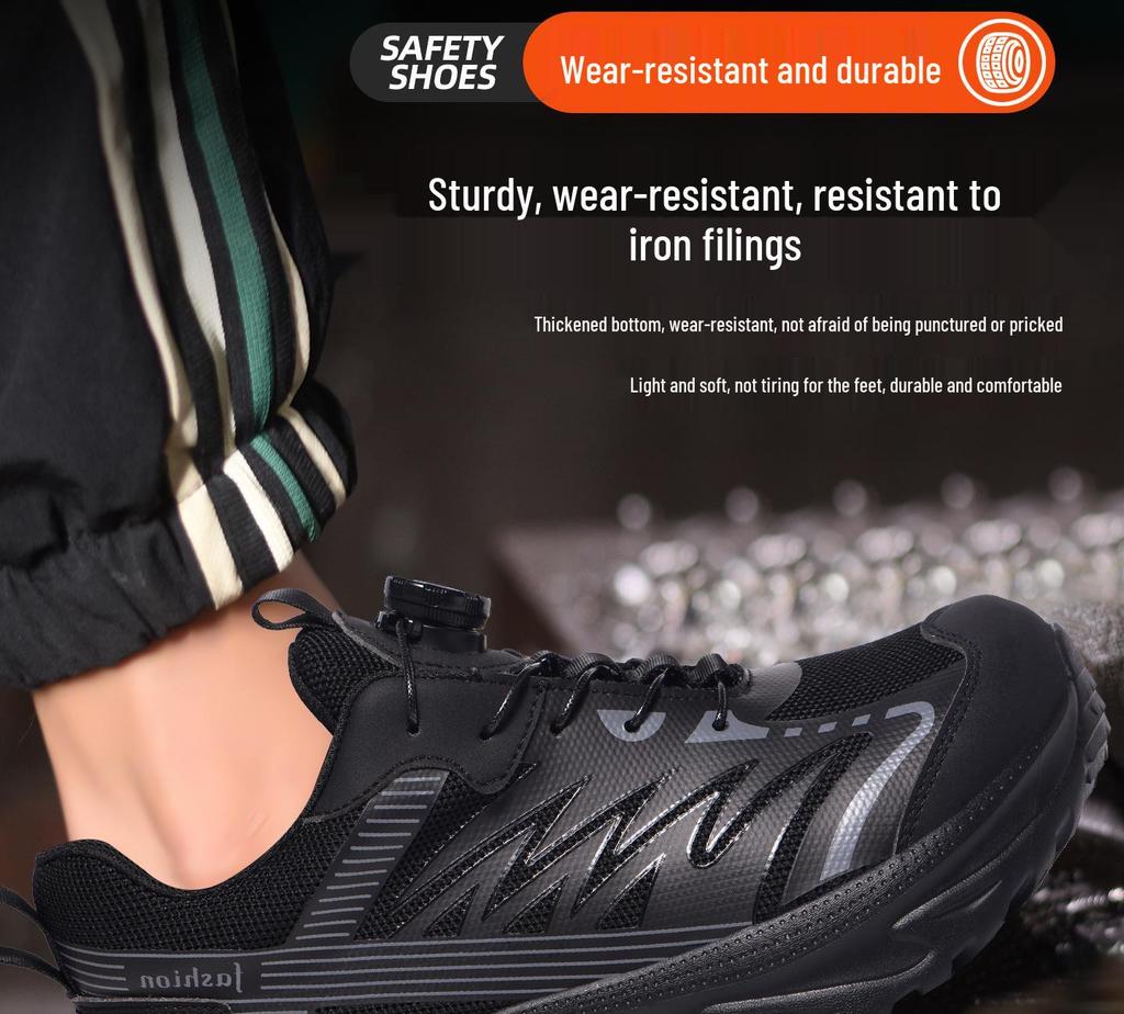 Men's 2026 Breathable Safety Work Shoes: Lightweight, Wide Toe, Anti-Smash & Puncture, Soft Sole for Summer Construction.