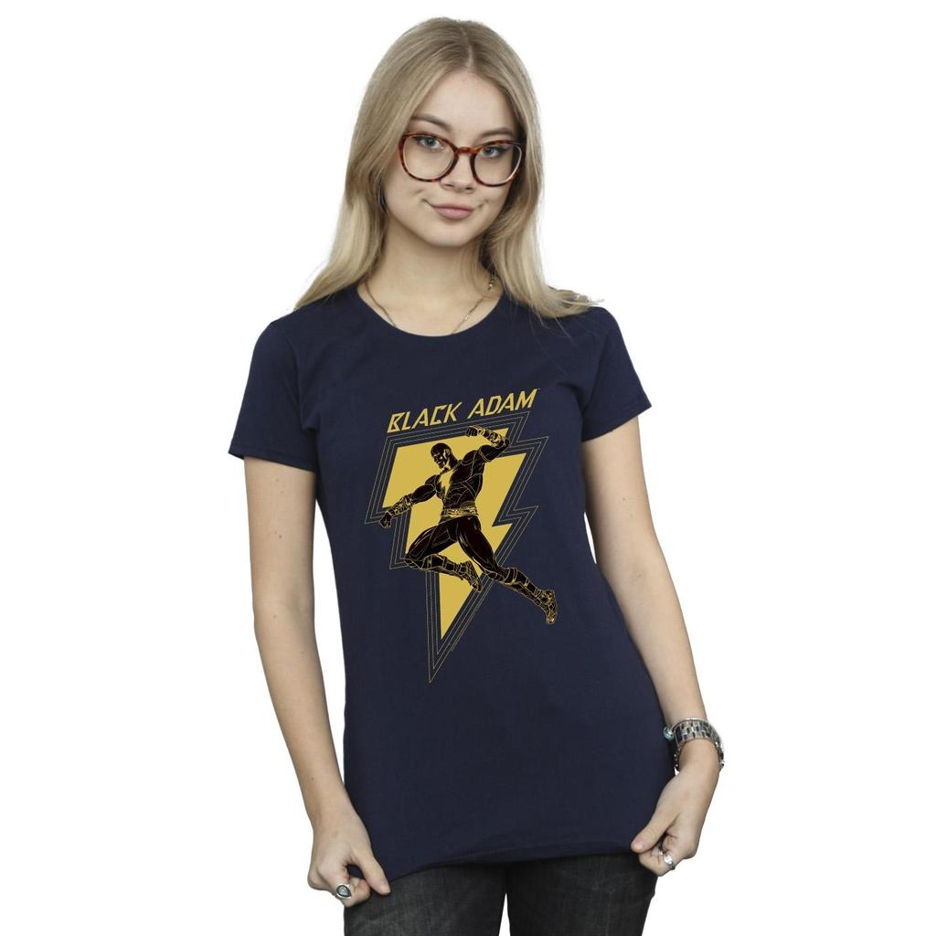 DC Comics Womens/Ladies Black Adam Golden Bolt Chest Cotton T-Shirt