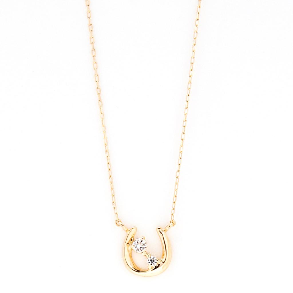 Estelle Official Women's Necklace, 10K Yellow Gold with White Topaz and Horseshoe Motif, 0351-1414-0041-0000