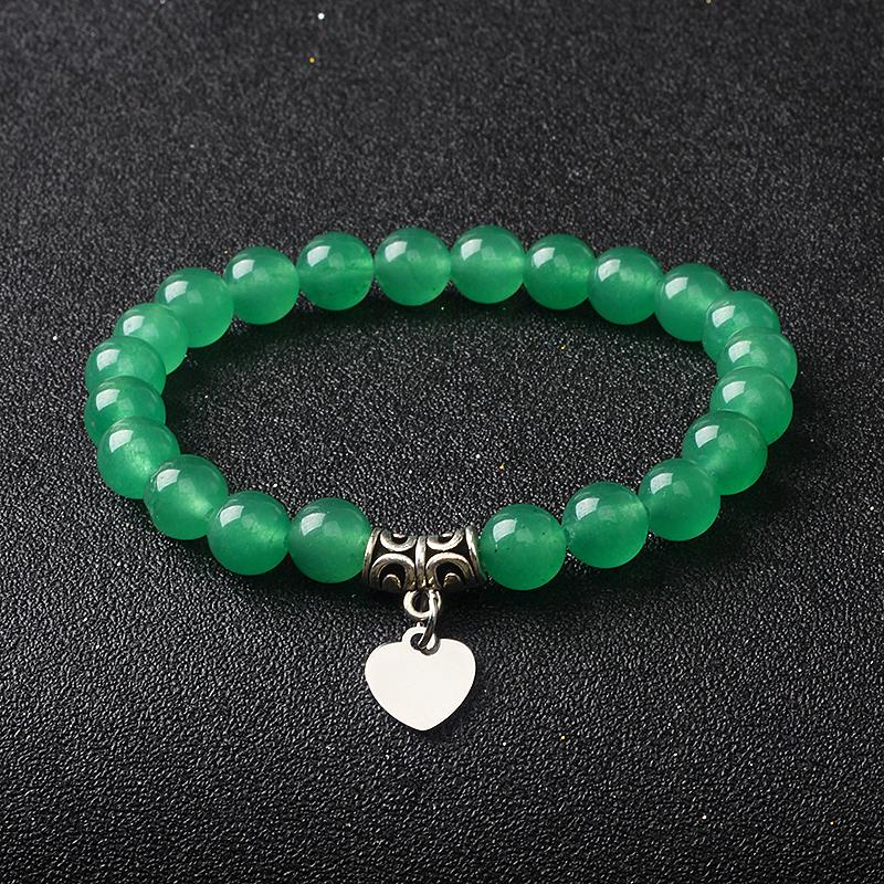 Original Amethyst Heart Charm Bracelets Women 316L Stainless Steel Pendant Bracelets Nature Stone Beaded Couple Jewelry Pulsera